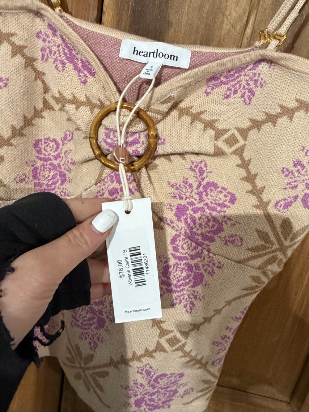NWT – Heartloom – Athens Cami Floral Ring Front Tank Top Beige Pink – Sz. S - Picture 4 of 4